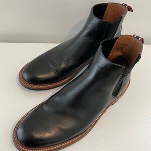 J. Crew Oar Stripe Italian Leather Chelsea Boots - Mens Black Size: US 10